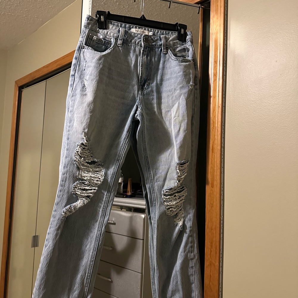 Distressed Light Blue Denim Jeans